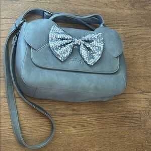 Disney / Loungefly Gray crossbody Handbag with Minnie Bow Accent